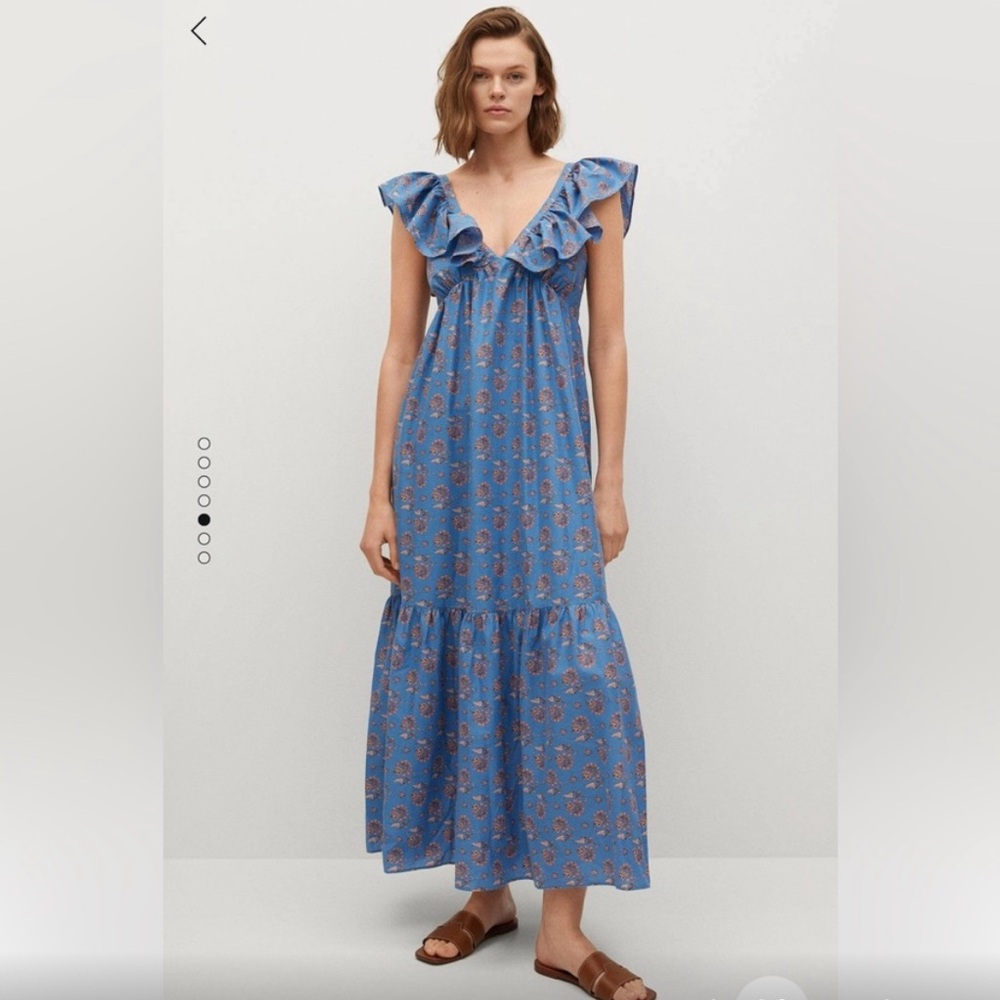 Mango Blue Ruffled Tiered Maxi Sundress - Picture 3 of 10